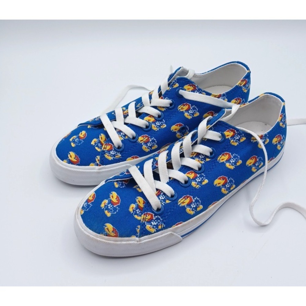 Unisex Row One NCAA Kansas Jayhawks All‎ Over Logo Low Top Lace Up Shoes W6 M4.5